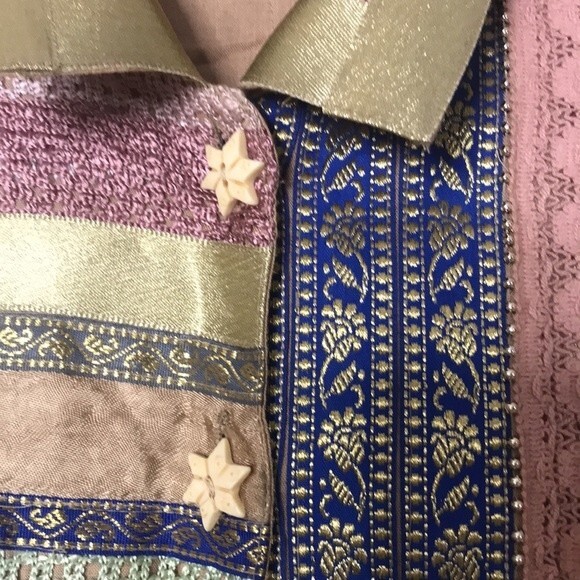 Vtg Marisol patchwork star button up fall winter cardigan coat size small - Picture 5 of 13